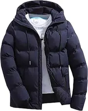 [Maiyifu-GJ] Men's Hooded Winter Coat Lightweight Warm Puffer Jacket Windproof Thicken Quilted Padded Coat Outerwear
