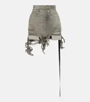 [Rick Owens] Rick Owens DRKSHDW distressed high-rise denim shorts AU 16 grey