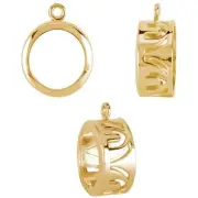 AU 585, 925 or PT950 Round Stone Bezel Back-Set Filigree Dangle Charm Drop Mount