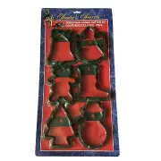 6 Vintage Cookie Cutters Christmas Treats Green Plastic Tree Bell Snowman Angel