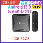 X88 Mini 13 Android 13.0 RK3528 Rockchip Quad Core 8K ULTRA HD Dual Wifi 2.4G 5G 2GB 4GB 16GB 32GB 100M LAN Smart TV Box 4G 32G