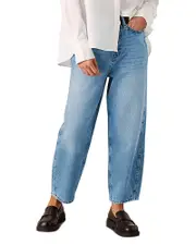 Whistles Petites Authentic High Rise Barrel Jeans in Light Wash