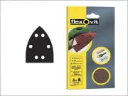 Flexovit - Detail Hook & Loop Sanding Sheets 95 x 145mm Medium 80g (6)
