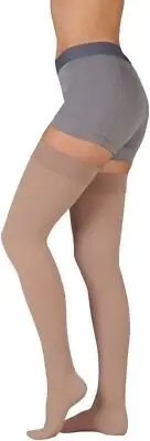 Juzo Dynamic Varin Thigh High, Dot Band, Closed Toe Size:I (Beige) 30-40mmHg