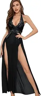 [FFWTPY] Lingerie Women's Sexy Erotic Transparent Dress Nightgowns Lace V Neck Babydoll Interior with G-String for Party Anniversary