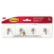 Command Decorative Key Rail 8w x 1 1/2d x 2 1/8h White/Silver 4 Hooks/Pack