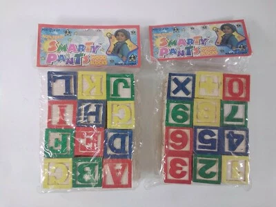 2 Packs of Smarty Pants Childrens Wood Blocks NonToxic Letters, Numbers, Symbols