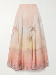 [Zimmermann] Zimmermann - Illuminate Linen And Silk-blend Maxi Skirt - Pink - 3 3 Pink
