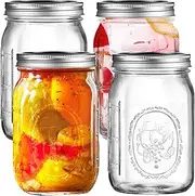 Mason Jars Set,Regular Mouth Spice Jar with Airtight Lids - Thicken Seasoning Spice Containers for Kitchen Organization and Storage (4 * 16oz)