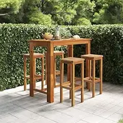 Bar Chair with Square Seat, Balcony Furniture with Table, 5 Piece Garden Bar Set for Porch, Poolside, Deck, Garden, Easy Assemble, 120 x 60 x 105 cm