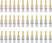 Nakamichi Excel Series 24k Gold Plated Banana Plug 12-18 AWG Gauge Size 4mm for Speakers Amplifier Hi-Fi AV Receiver Stereo Home Theatre Radio Audio Wire Cable Connector, 36 Pcs (18-Pairs)