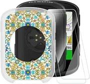 ESACMOT Kaleidoscope Pattern Case Compatible with Garmin Edge 840 + [2 Pack] Screen Protector Tempered Glass, Shockproof Case Cover for Garmin Edge 540 (2.6 inches)
