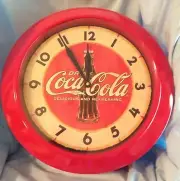 Coca-Cola Metal Wall Clock Coke Depot Bottle Red Timeworks 17.5" 2002 $119.99