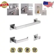 Elegant Stainless Steel Bathroom Set with Towel Bar, Robe Hook & Paper Holder