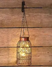 Rustic Wire Solar Hanging Fairy Lights Lantern Wedding Christmas Decor