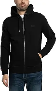 [SUPERDRY] Men's Essential Logo Zip Hoodie, Black, M, Black, Medium