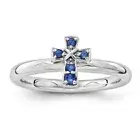 Sterling Silver Stackable Expressions Created Sapphire Cross Ring Sizes 5 to 10