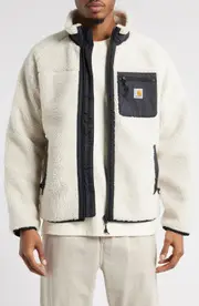 Carhartt Work In Progress Prentis Camo Fleece Jacket in Moonbeam /Black at Nordstrom, Size Large Moonbeam/Black