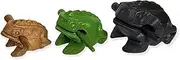 Percussion Instruments Wooden Frog 3 Piece Set - 4 Inch, 3 Inch, 2.75 Inch Musical Instrument (Black/Green/Brown)