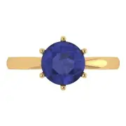 2ct Round Tanzanite Stone Wedding Bridal Promise Designer Ring 14k Yellow Gold