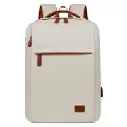GGP Beige Minimalist Usb Charging Laptop Backpack Elegant And Spacious Travel Bag