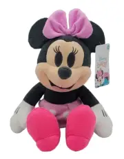 Disney Baby Minnie Mouse Pink Pastel Plush Super Soft 14" Pink Bow