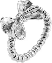 [Jude Jewelers] Stainless Steel Braided Rope Style Band Bowtie Butterfly Wedding Engagement Proposal Promise Statement Ring