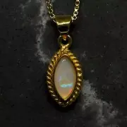 Australian Coober Pedy Marquise Cut Opal Set In 18k Gold