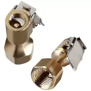 2Pcs Universal Tire Inflatable Straight Brass Open Flow Air Chuck Lock-On Clip
