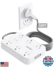 LENCENT 2 Prong Power Strip, 3 to 2 Prong Outlet Adapter, Surge Protector wit