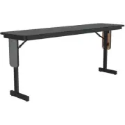 Pemberly Row 3/4" Metal & Wood Folding Seminar Table in Montana Brown Granite