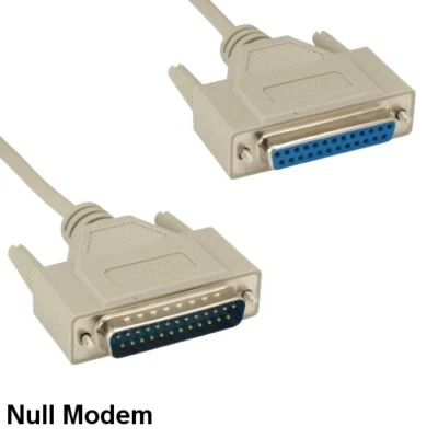 LOT10 6' Null Modem DB25 Male to Female Cable 28AWG RS-232 DTE Data Crossover