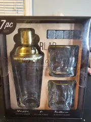 BARLAB 7-Piece Cocktail Set – Gold Cocktail Shaker, Whiskey Glasses