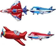 Airplane Balloons Fighter Jet Airplane Ballons Travel Balloons Airplane Shaped Foil Mylar Balloons for Baby Shower Kids' Boys Birthday Party Supplies Decorations
