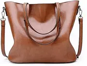 JUNMIN Ladies Oil Wax Leather Large-Capacity Handbag Diagonal Bag (Color : Coffee)