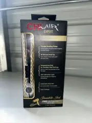 CHI Air Expert Ceramic Tourmaline Flat Iron 1" Bonus Mini Hair Dryer & Brush NIB