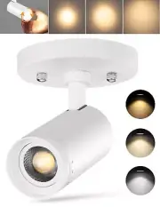 3-Color Zoomable LED Ceiling Spotlight Flush Mount Adjustable Spotlight Direc...