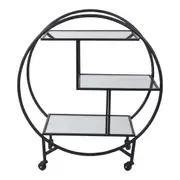 [Florabelle Living] Black Bar Cart W/ Mirror Shelves
