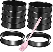 BIUDECO 10 Pcs Metal Egg Rings Baking Molds Round Cake Molds Cookie Cutters for Biscuits Cakes Chocolates