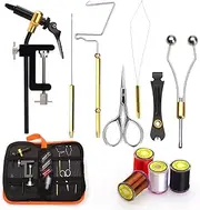 Fly Tying Tools Kit with Fly Tying Threader Needle Whip Finisher Scissors Fly Tying Kits for Flying Fishing Professionals Beginners 20.5cm Binding Hook Pliers Set