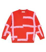 [Stella McCartney Kids] Stella McCartney Kids Fringed cotton and wool sweater Y 6 orange