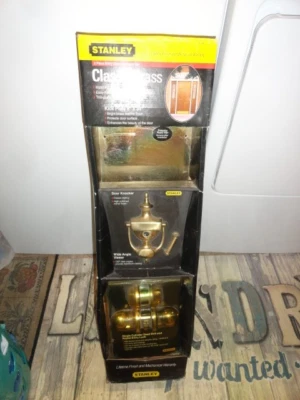 Stanley 5PC Door Hardware Set Kickplate, Knocker, Viewer, Dead Bolt, Keyed Lock