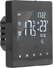 Underfloor Heating Thermostat, Electric Smart Thermostat Programmable Heating Controller with Touch Screen for Gas Water Boiler Floor Heating, 16A 3500W (Black) (Without WiFi)
