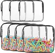 8PCS Toy Storage Bags with Zipper, Reusable Clear PVC Organizing Bags with Portable Handle, Travel Waterproof Transparent Organizer Bags for Board Games, Building Blocks, Puzzle, Kids Books