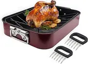 Roasting Pan with Rack,Non-Stick Roasting Tray,Turkey Baking Dish,Oven Tray with Meat Slicer Claws,for Baking Cakes, Roasting Turkey, Fish