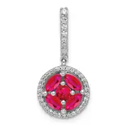 14k White Gold Real Diamond u0026 1.02 Ruby Circle Halo Pendant