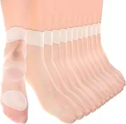 [worahroe] 12 Pairs Pop Socks Women Ankle Sheer Nylon Socks 20 Denier Ankle High Transparent Sock with Anti-slip Pads on foot bottom for Sandals, High Heels, Nude, Nude, One size