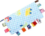 Yardwe 1Pc Plush Taggy Blanket for Boy Girl Soft Soothing Towel with Colorful Tags Comfort for Newborns Sensory Plush Blanket for Boy Girl Present for Parents