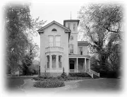Italianate Victorian house, tower, porches, printed architectural drawings