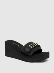GUESS Women's Black Dellean Platform Wedge Sandal Size: 6